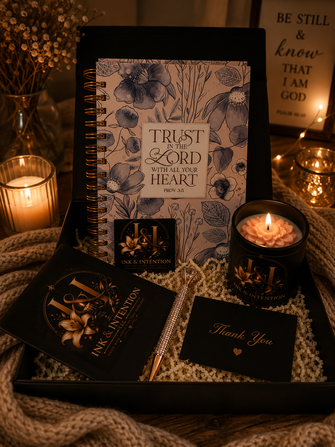 Proverbs 3:5 Ritual Set (Floral + Blue)