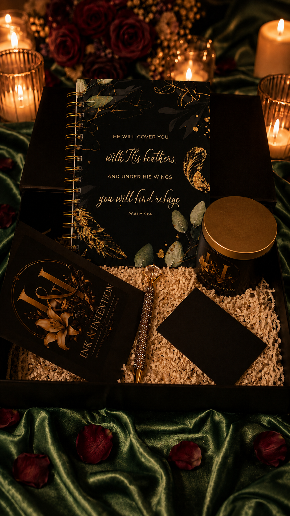 Psalm 91:4 Ritual Set (Teal +Gold)