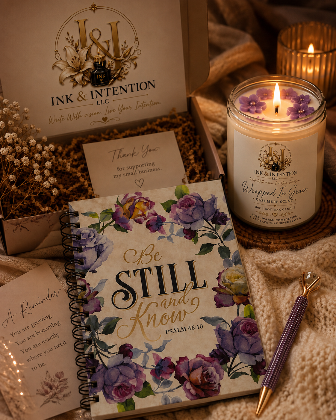 Psalm 46:10 (Purple Floral) Ritual Set